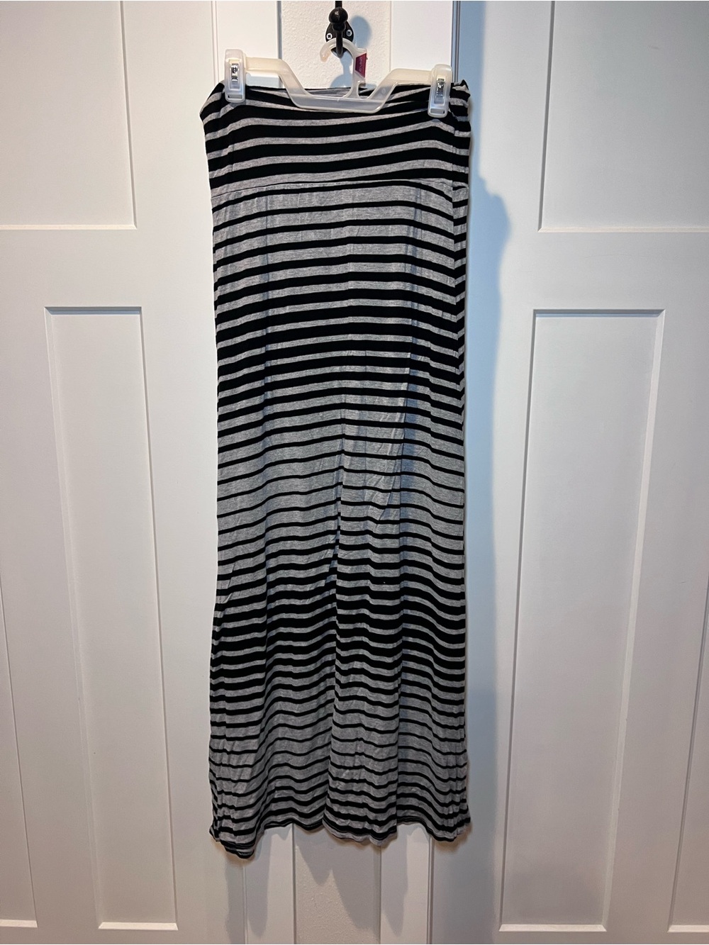 Striped Black and Gray Maxi Skirt - Women
